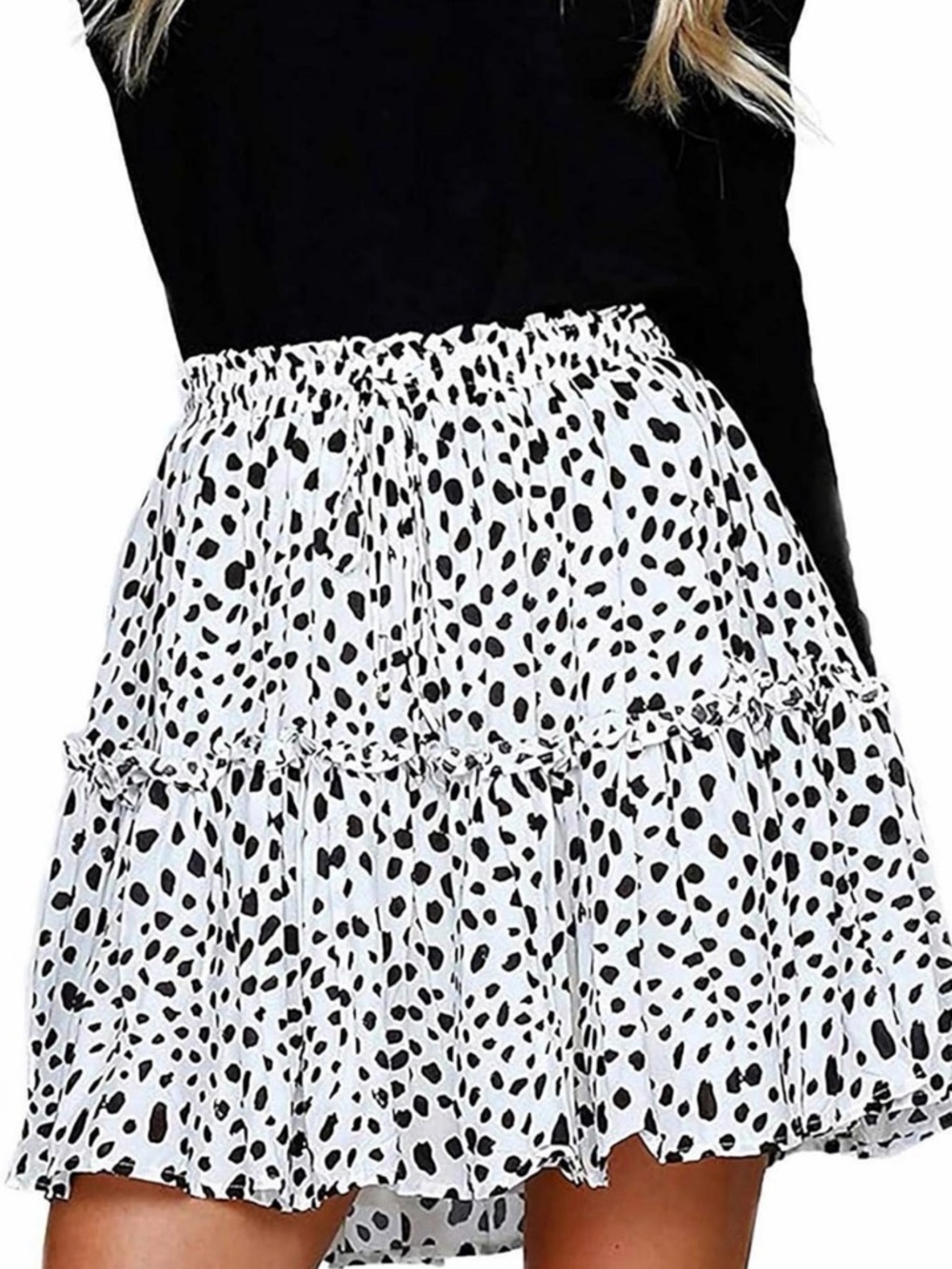 Black and White Print Tiered Skirt